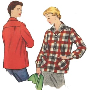 PDF - 1950's Sewing Pattern: Women's Boxed Shirt Jacket - Bust  32"  (81.3cm) - Download