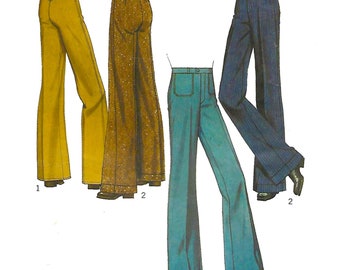 PDF - Vintage 1970s Pattern – Men’s Flared Trousers - Waist: 32” (81cm) - Instantly Print at Home