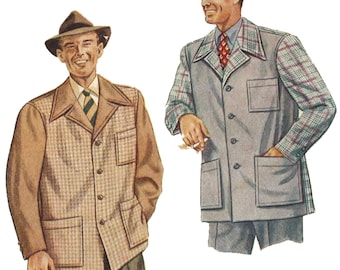 Vintage naaipatroon jaren 40: herensportjack - verschillende maten beschikbaar