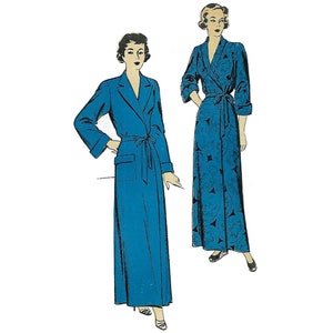 PDF - 1930s Wrap Robe Sewing Pattern: Vintage Housecoat, Bust 32&quot;(84cm) - Download