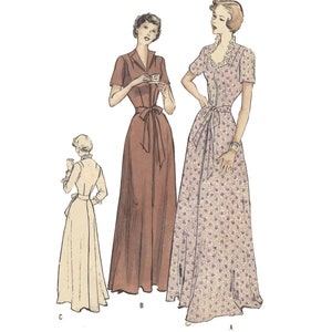 May include: Three illustrations of women wearing long dresses. The woman on the left is wearing a white dress with a lace collar. The woman in the middle is wearing a brown dress with a belt. The woman on the right is wearing a floral print dress with a lace collar.