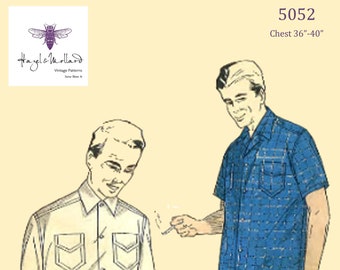 Vintage 1950/'s 60/'s Sewing Pattern Men/'s Shirt Pocket Detailing Chest 36/" 40/"