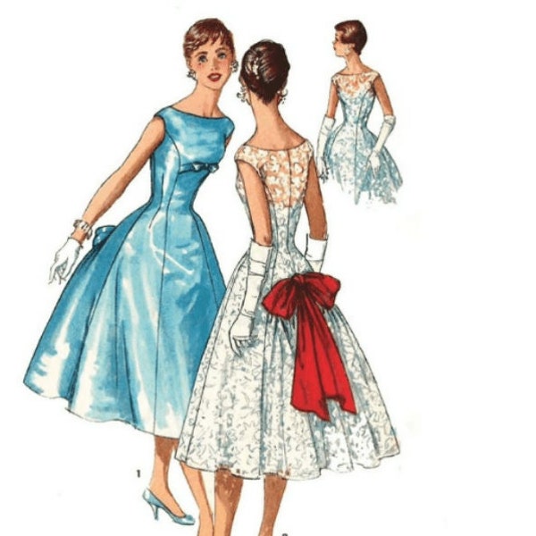 PDF - vintage 1950s Sewing Pattern Audrey Hepburn Princess Line Style Dress - Bust 34" (86.4cm) - Instantly Print at Home