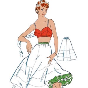 Vintage 1950's Sewing Pattern, Can-Can Petticoat with Frills - Waist 27.5 (69.9cm)