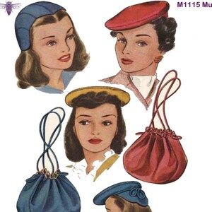 PDF Vintage 1940's Sewing Pattern: Ladies Hats &amp; | Etsy