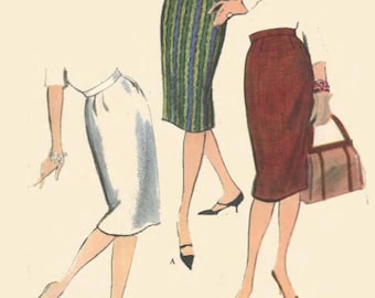 PDF - 1950's Sewing Pattern Easy To Sew Pencil Skirt Waist 30" (76cm) - Instantly Print at Home