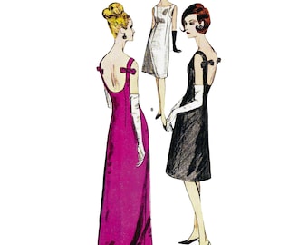 PDf - Vintage 1960s Sewing Pattern, One piece Evening Dress - Bust: 36” (91cm) Download