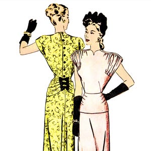 Vintage 1940s Sewing Pattern, Dress With Peplum - Bust: 36 (91.5cm) - Etsy