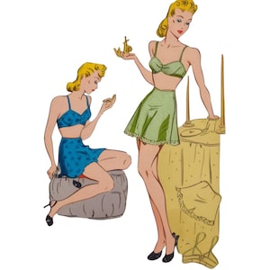 PDF - Vintage 1940s Sewing Pattern, Women&#39;s Bra Brassiere & Pantie Knickers - Bust 38&quot; (96.5cm) - Instantly Print at Home