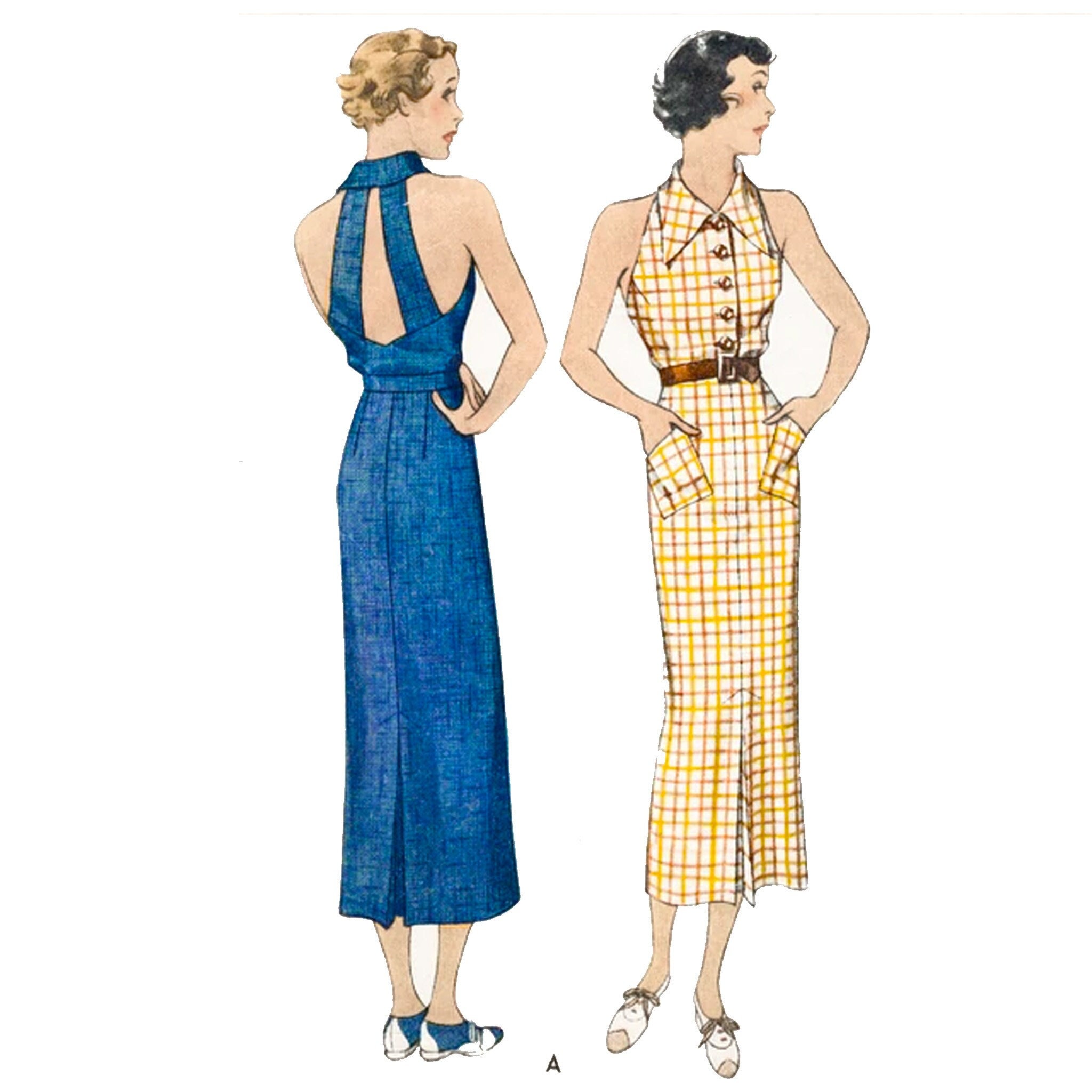 navy blue dress for baby girl A model and Jean Harlow, 1930's, showoff the backless dresses
