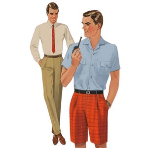 PDF - Vintage 1950&#39;s Sewing Pattern:  Men&#39;s Trousers and Bermuda Shorts - Waist 28&quot; (71cm) - Download