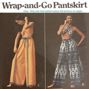 Vintage 1970s Pattern, 'Easy' Wrap-&-Go Pant-Skirt- Multisizes
