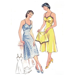 PDF - Vintage 1940s Pattern – Slip and Knicker - Bust: 38” (96.5cm) - Instantly Print at Home