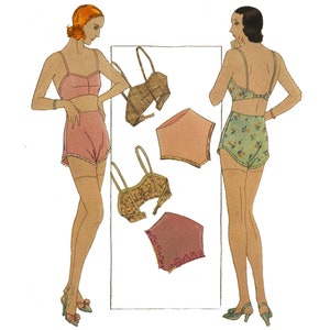 PDF - 1930s Sewing Pattern: Lingerie Set, Bra, Panties - Bust 40" (101cm) - Instantly Print at Home