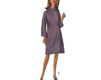 ワンピース Vintage basic dress 1960s Sewing Pattern, One-piece A-line Dress - Bust: 38