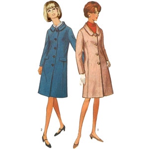 Vintage 1960's Sewing Pattern: Women's Fitted Coat - Bust 34”/86.4cm