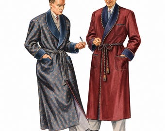 PDF - 1940s Men's Shawl Collar Robe Sewing Pattern: Chest 38"(97cm) - Download