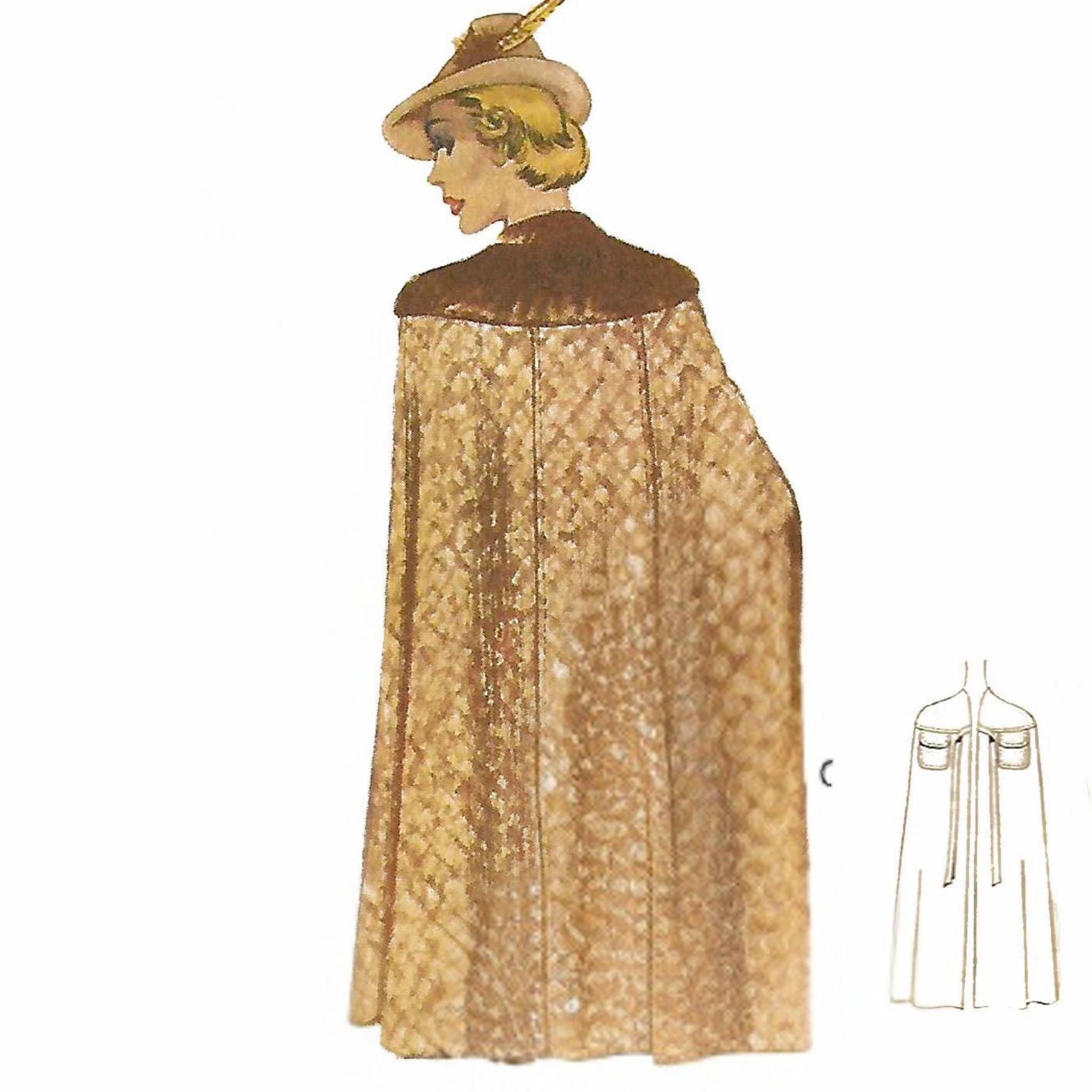 PDF - Vintage 1930s Pattern – Cape Coat - 3 Styles - Instantly Print at ...