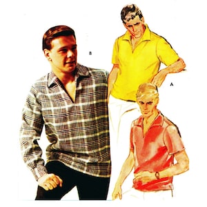PDF - Vintage 1950s Sewing pattern, Men’s Over-shirt in Two Versions -Chest: 38”-40” (96.5cm -101.6cm)