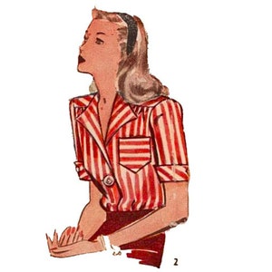 Vintage 1940s Pattern – Women’s Blouses - Various Styles - Bust: 42” (106.7cm)