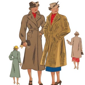Vintage 1930's Sewing Pattern: Swagger, Trench Coat - Bust 36” (91cm)