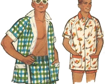 Vintage 1950's Sewing Pattern: Men's Swim Shorts & Shirt - Chest 42”-44” / 106.7 - 111.8cm