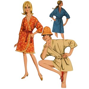 PDF - Vintage 1960s Pattern – Kimono Style Housecoat or Beach Wrap - Bust Size (36” – 38”) (91.4cm – 96.5cm) - Instantly Print at Home