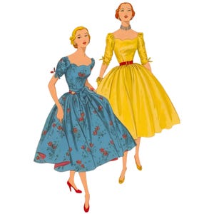 PDF - 1950&#39;s Sewing Pattern: Evening Dress with Scalloped Neckline - Bust 30” (76.2cm) - Instantly Print at Home