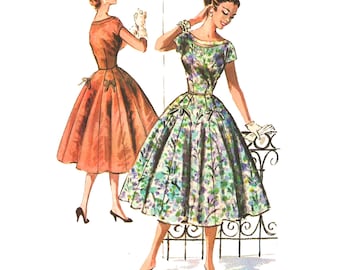 PDF - Vestido entallado y con vuelo Rockabilly - Busto 32 "(81,3 cm) - Impresión instantánea en casa