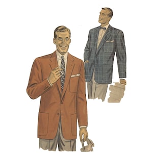 Può includere: Due uomini che indossano blazer. L'uomo a sinistra indossa un blazer marrone con una tasca sul lato sinistro. L'uomo a destra indossa un blazer blu a quadri con una tasca sul lato sinistro.