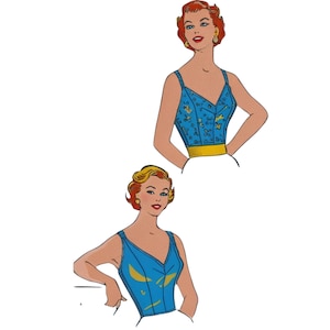 PDF - 1950&#39;s Lingerie Pattern: Bustier Bra Top - Bust 40&quot; (101.6cm) - Intantly Print at Home