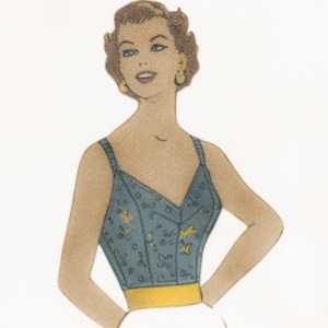 Vintage 1950's Sewing Pattern, Bustier Bra Top - Bust 40" (101.6cm)