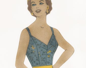 Vintage 1950's Sewing Pattern, Bustier Bra Top - Bust 40" (101.6cm)