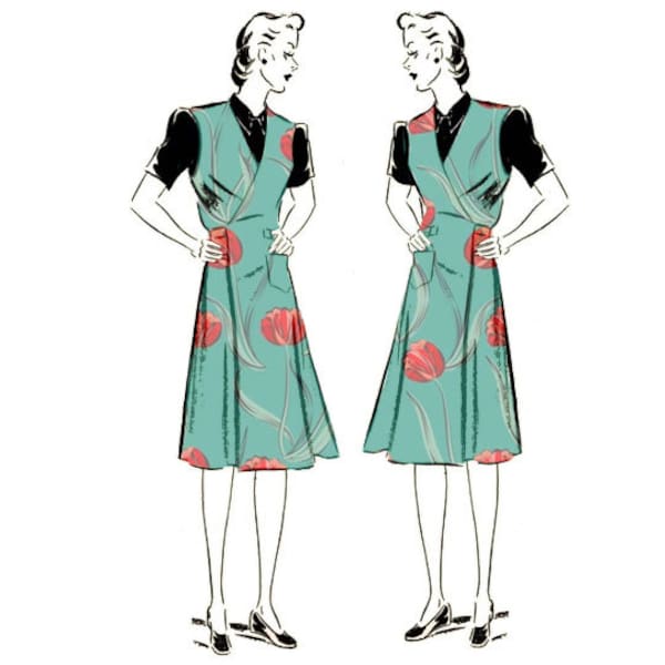 PDF -  1930s Sewing Pattern, Lady's Apron, Duster, Overalls, Mrs Mop - Bust: 40" (102cm) - Instantly Print at Home