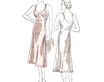Vintage 1930s Sewing Pattern, 3/4 leangth Slip - Bust: 36” (91.5cm)