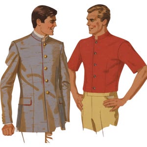 Vintage 1960&#39;s Sewing Pattern: Men&#39;s and Boy&#39;s Beatles, Nehru Jacket & Shirt- Multi-sizes