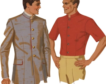 Vintage 1960&#39;s Sewing Pattern: Men&#39;s and Boy&#39;s Beatles, Nehru Jacket & Shirt- Multi-sizes