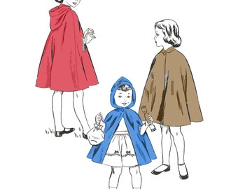 Vintage 1950's Sewing Pattern Child's Cape Little Red Riding Hood - Chest 26” (66cm)