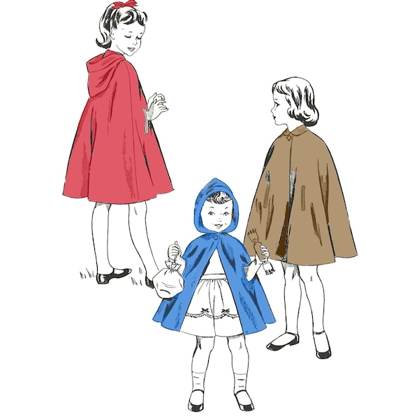 Vintage 1950's Sewing Pattern Child's Cape Little Red Riding Hood - Chest 26” (66cm)