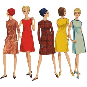 PDF - Vintage 1960&#39;s Sewing Pattern: Vogue A-Line High Neck Dress - Bust 36&quot; (91.5cm) - Download