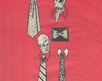 PDf - Vintage 1970s Pattern - Men's Tie, ASCOT & BOW TIE, Cravat - Instantly Print at Home