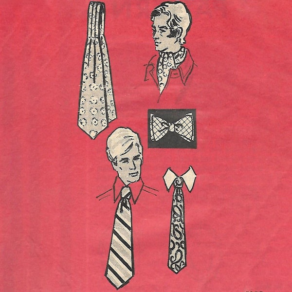 PDf - Vintage 1970s Pattern - Men's Tie, ASCOT & BOW TIE, Cravat - Instantly Print at Home