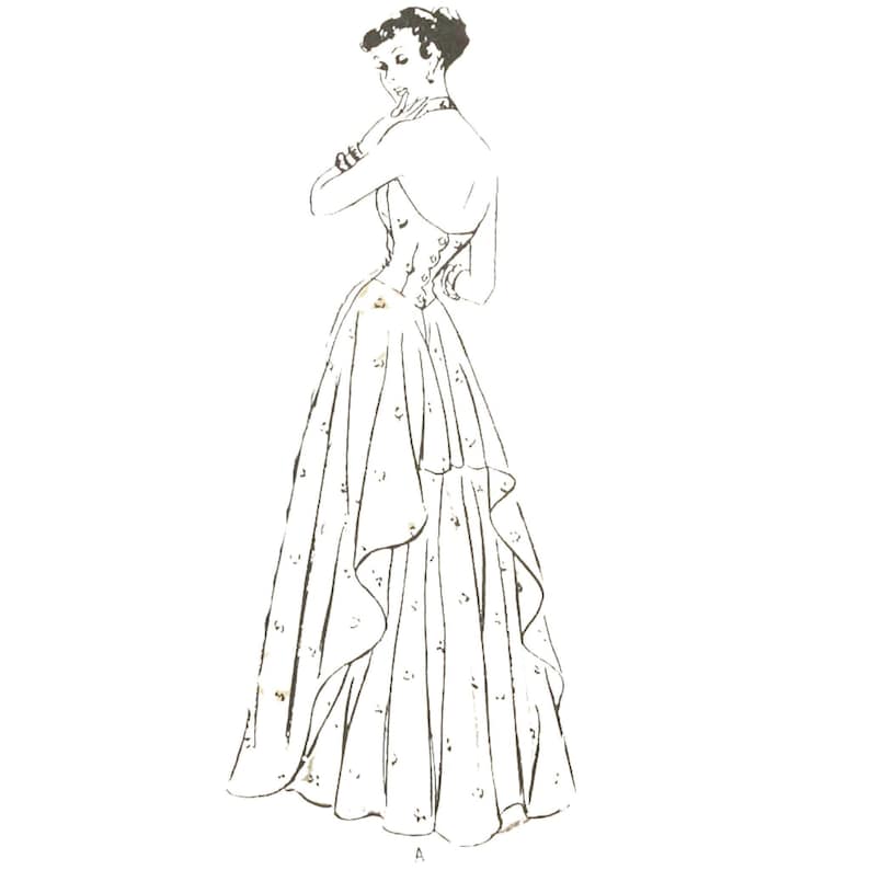 Vintage 1940's Sewing Pattern: Evening/Bridal Gown, Halter Neck Dress Bust 34 86.4cm image 3