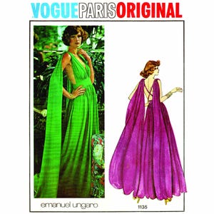 1970-tals VOGUE Goddess-aftonklänning - sömnadsmönster - byst 91 cm