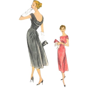 PDF - Patrón de costura vintage de los años 50: vestido de noche elegante - Busto 38” (97 cm) - Descargar