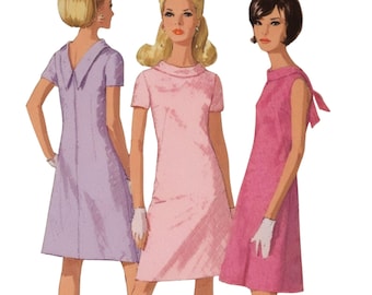PDF - 1960&#39;s Sewing Pattern:  Mod A-Line, V-Back, Jiffy Dress &#39;Easy to Sew&#39; - Bust 36&quot; (91.4cm) - Download