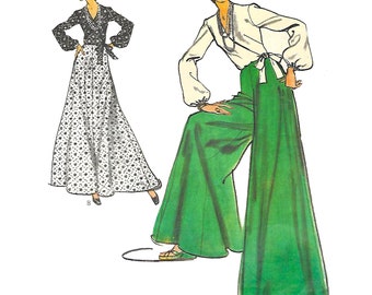 Vintage 1970s Blouse, Pantskirt, Palazzo Pants & Skirt Pattern - Bust 34” (87cm)