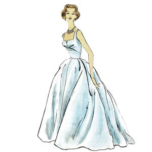 Vintage 1950s Sewing Pattern, Ball Gown - Bust: 34” (86cm)