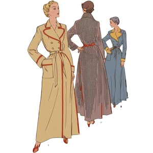 Vintage 1950s Sewing Pattern: Women&#39;s Double Breasted Robe, Dressing Gown  - Bust 36&quot; (86.4cm)