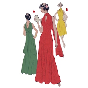 PDF - Vintage 1970&#39;s Sewing Pattern: Halter Neck Evening Dress - Bust 36&quot; (91cm) - Download